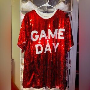 Small Game Day Red Sequence Dress, New with Tags
